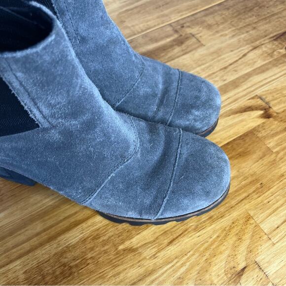 Sorel Addington Waterproof Grey Suede Block Heel Ankle Booties Size 6.5 - Picture 6 of 8